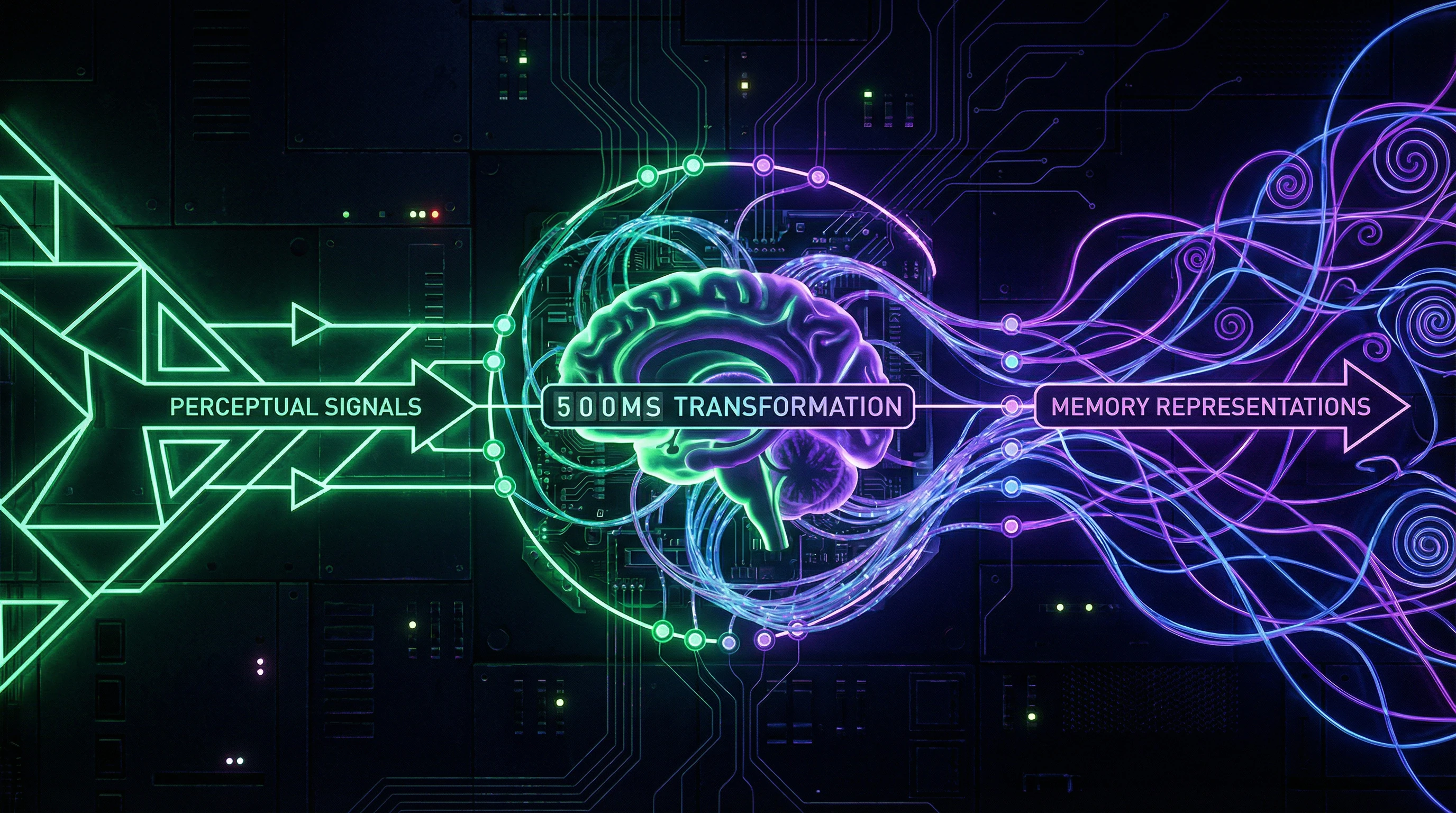 Visualization of the hippocampus as a switch between perception and memory with a 500-millisecond timeline