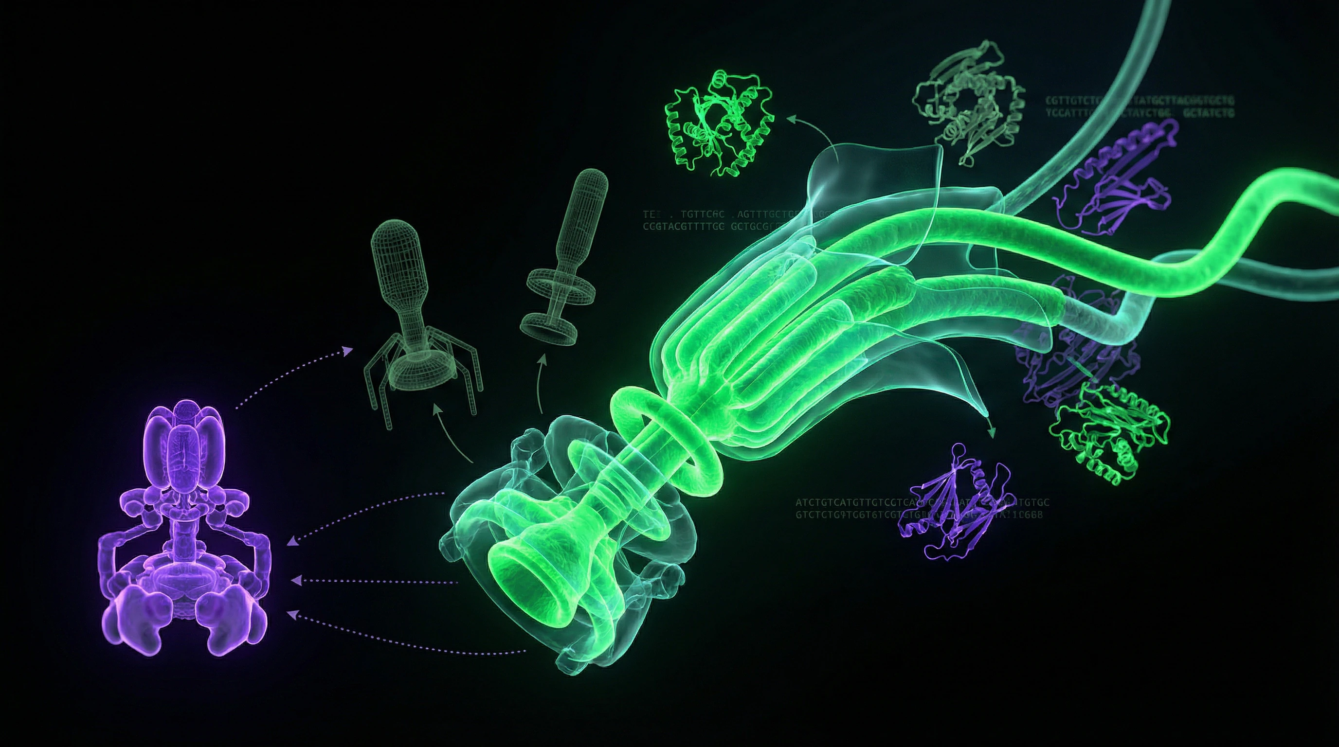 Schematic decomposition of bacterial flagellum into evolutionary precursors