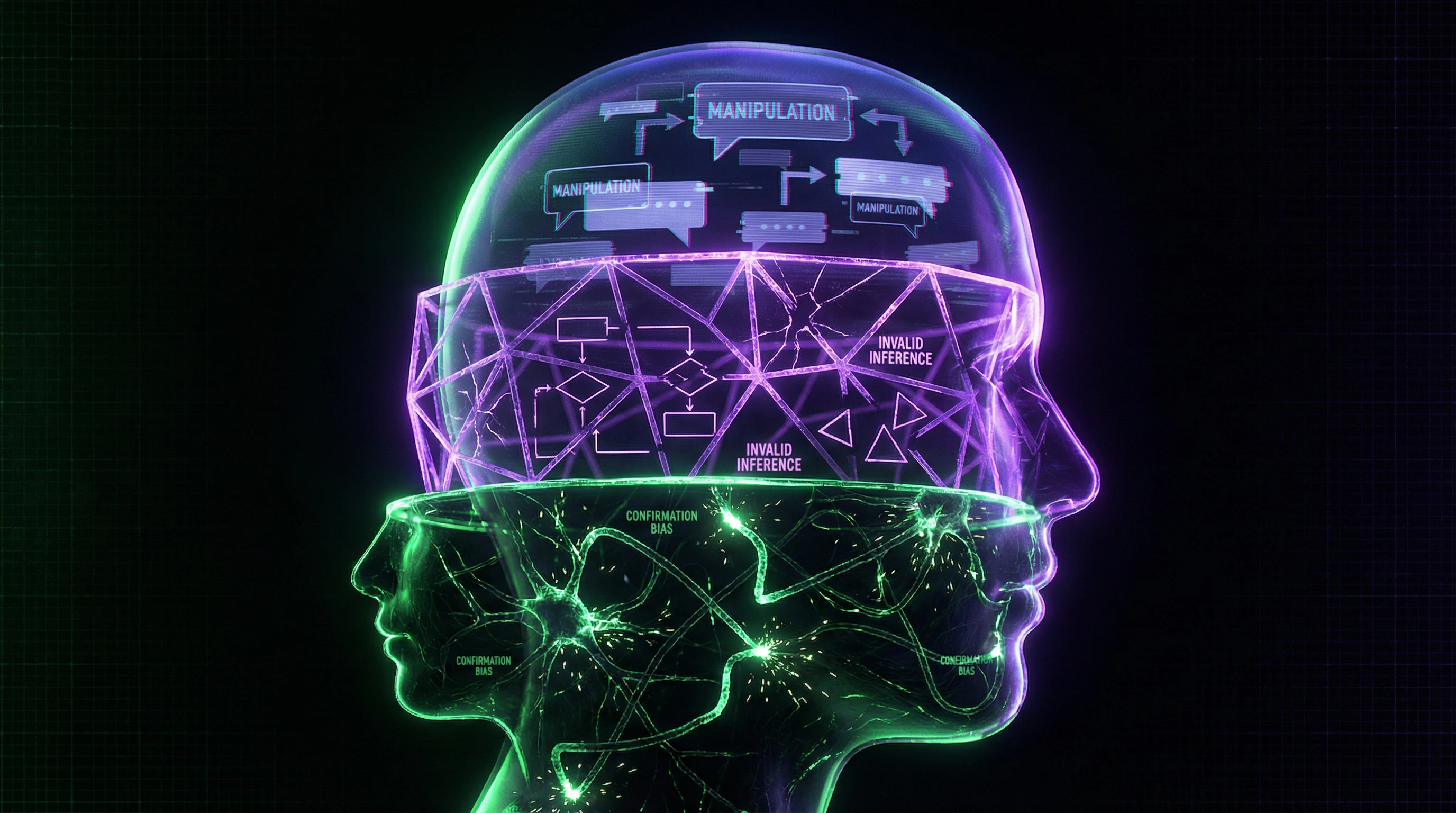 Three levels of cognitive failures: perceptual biases, logical fallacies, and discursive manipulations