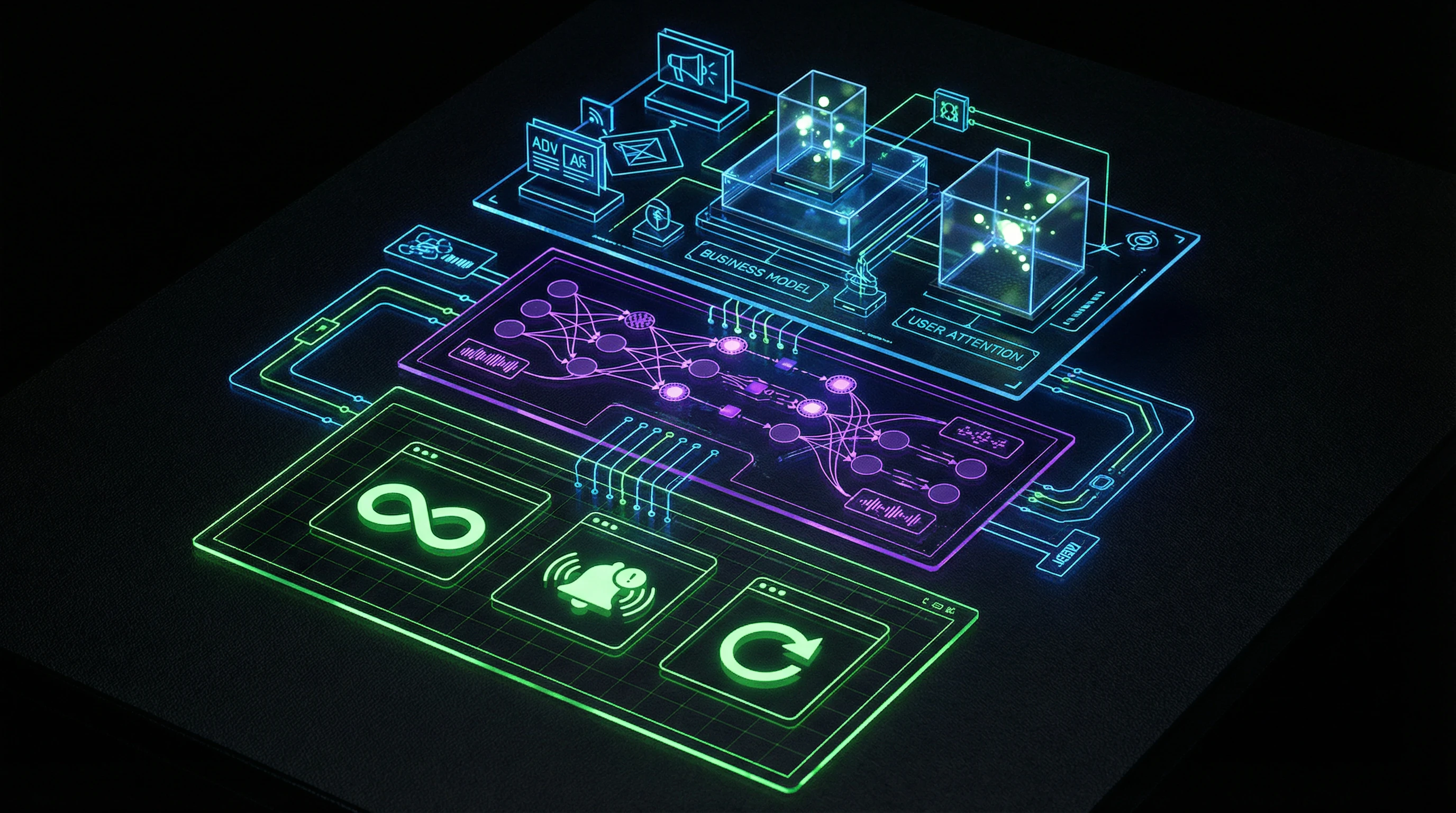 Three-level architecture of attention capture systems in social media