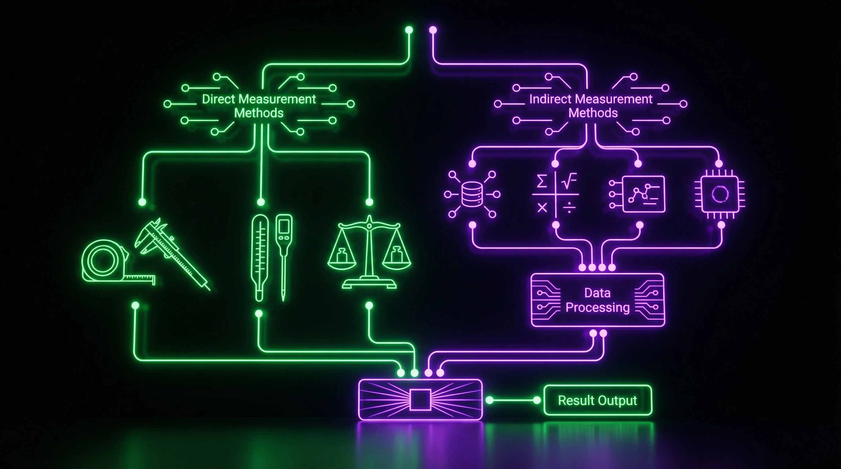 Classification scheme of measurement methods in physics with instrument examples